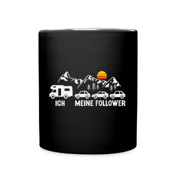 Camping Meine Follower Wohnmobil Camper - Tasse einfarbig - Schwarz - Vorne