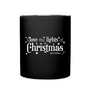 Ich liebe Weihnachtslichter, Englisch - Tasse einfarbig - Schwarz - Vorne