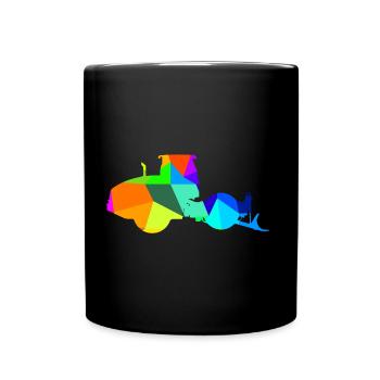 Steamroller Rainbow Polygon Construction Vehicle - Full Colour Mug - black - Front