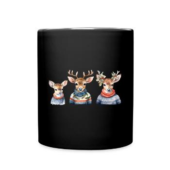 Winterhirsche Pullover-Trio - Tasse einfarbig - Schwarz - Vorne