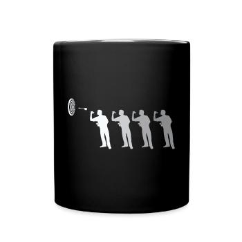 Dart Spieler Retro Darts WM - Tasse einfarbig - Schwarz - Vorne