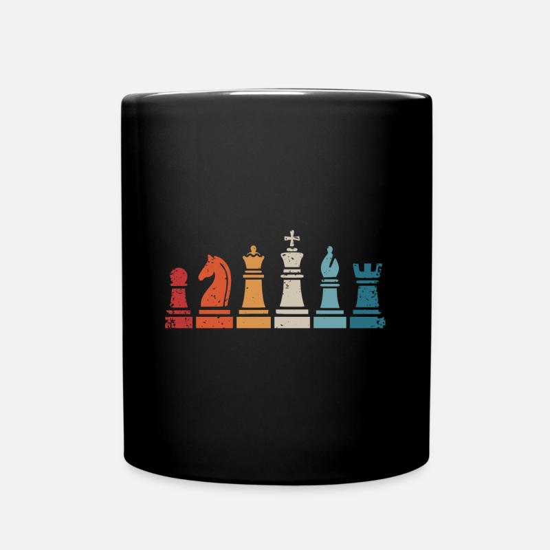 Chess Player Retro Chess Pieces Chess Game - Full Colour Mug - black