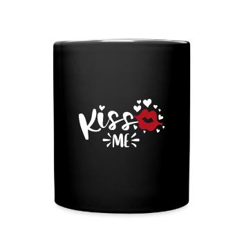 Kiss me Valentine's Day Kissing Lips - Full Colour Mug - black - Front