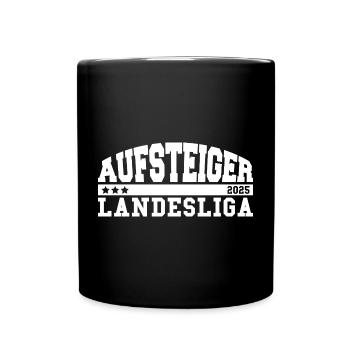Aufsteiger 2025 Landesliga Aufstieg Fußball - Tasse einfarbig - Schwarz - Vorne
