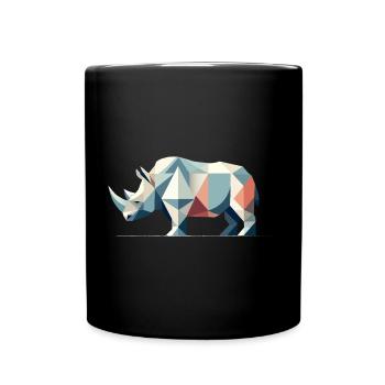 Geometric Rhinoceros – Powerful Elegance - Full Colour Mug - black - Front