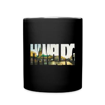 Hamburg Rathaus Skyline Kunst – Stadtbild Design - Tasse einfarbig - Schwarz - Vorne