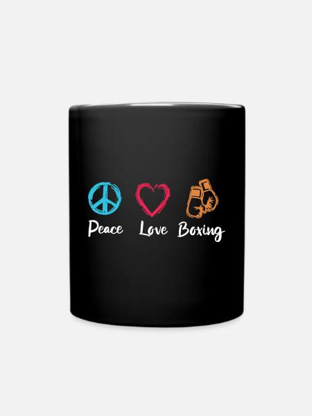 Frieden Liebe Boxen - Tasse einfarbig - Schwarz