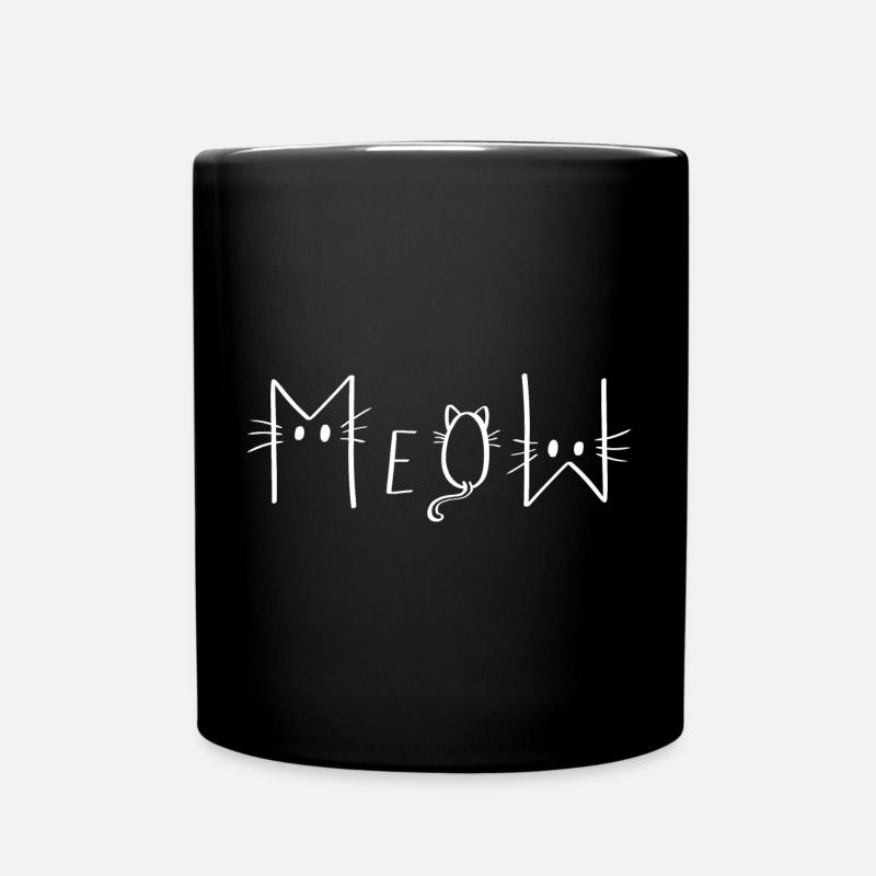 MEOW - Miau Katzen - Tasse einfarbig - Schwarz