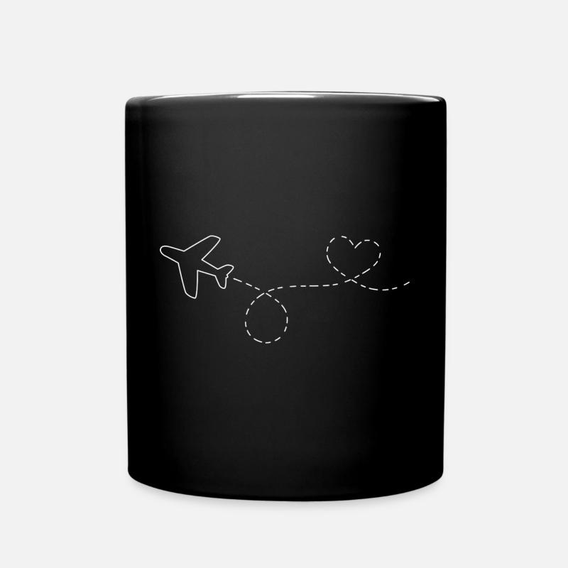 Flugzeug - Looping - Herz - Tasse einfarbig - Schwarz