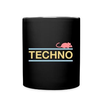 ★ Designfarben änderbar ★ Technomaus (Maus) - Tasse einfarbig - Schwarz - Vorne