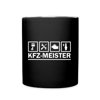 KFZ-Meister - Der Beruf als Piktogramm Symbol - Tasse einfarbig - Schwarz - Vorne