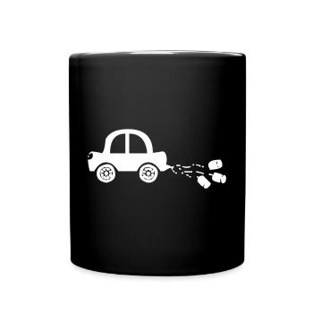 Auto mit Dosen zur Hochzeit - Tasse einfarbig - Schwarz - Vorne