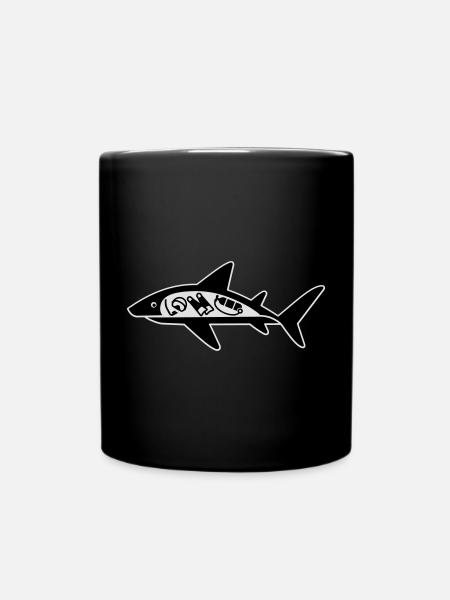 Shark mangé plongeur - Mug uni - noir