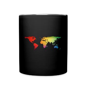 Weltkugel - Globus - Vielfalt - Tasse einfarbig - Schwarz - Vorne