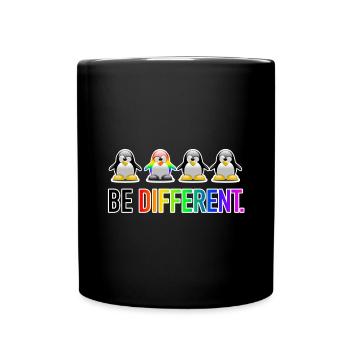 Be Different LGBT Pinguin Gay Pride CSD Cartoon - Tasse einfarbig - Schwarz - Vorne