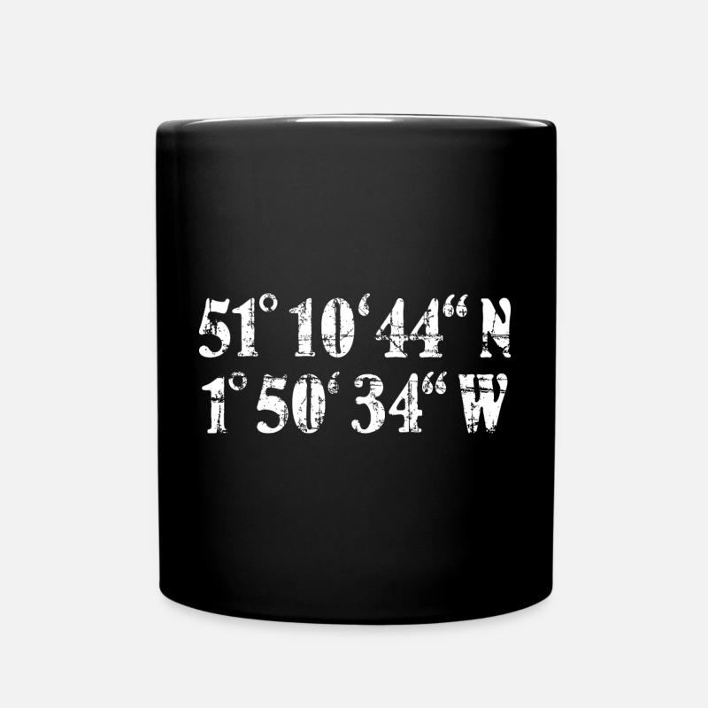 Stonehenge Coordinates Vintage White (FR) - Mug uni - noir