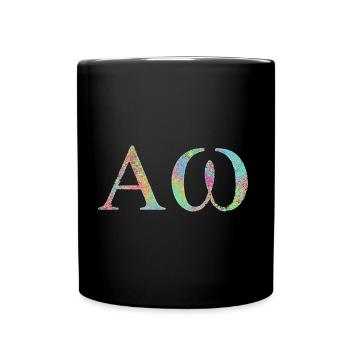 Alpha and Omega A and O - Christian symbol - Full Colour Mug - black - Front