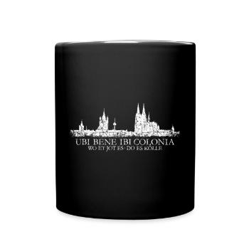 UBI BENE IBI COLONIA Kölnerer Skyline von Köln - Tasse einfarbig - Schwarz - Vorne