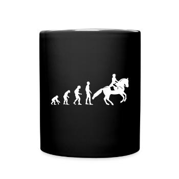Evolution Reiten - Pferd - Reiter - Reiterin - Tasse einfarbig - Schwarz - Vorne