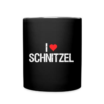 Ich liebe Schnitzel - Tasse einfarbig - Schwarz - Vorne