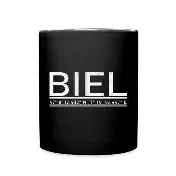 Biel Koordinaten - Tasse einfarbig - Schwarz - Vorne
