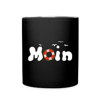Moin Möwen Rettungsring Nordisch - Tasse einfarbig - Schwarz - Vorne