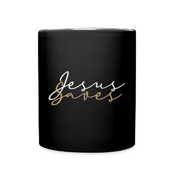 Jesus Saves Blanc Et Or Foi Amour Espérance - Mug uni - noir - Devant