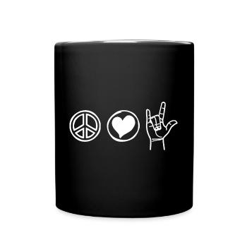 Peace Love Rock 'n' Roll Music Lovers - Full Colour Mug - black - Front