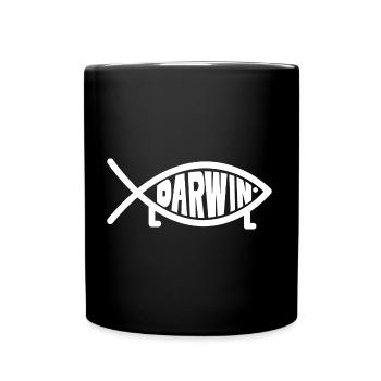 Darwin Fisch mit Beinen - Jesus Fisch - Tasse einfarbig - Schwarz - Vorne