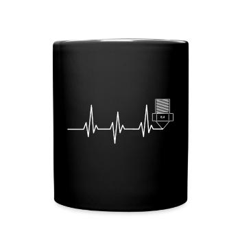 Herzschlag 3D Druck funny TShirt Design - Tasse einfarbig - Schwarz - Vorne