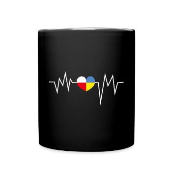Heartbeat Poland Ukraine - Full Colour Mug - black - Front