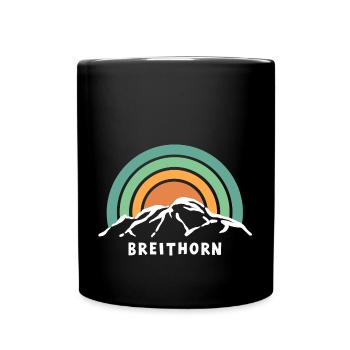 Breithorn 4164 Wallis Zermatt Hochtour Souvenir - Tasse einfarbig - Schwarz - Vorne