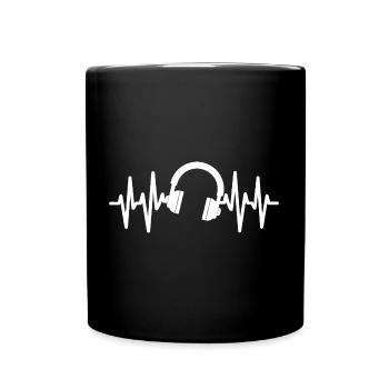 Headphone Music Heartbeat - Full Colour Mug - black - Front