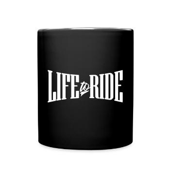 life to ride chopper bobber custom motorcycle - Full Colour Mug - black - Front