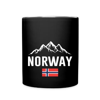 Norwegen Spruch Berg Berge Wandern - Tasse einfarbig - Schwarz - Vorne