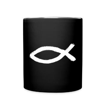 Jésus Poisson Blanc Ichthys Poisson Jésus - Mug uni - noir - Devant