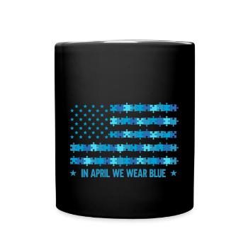 En avril, nous portons Blue Autism Awareness - Mug uni - noir - Devant
