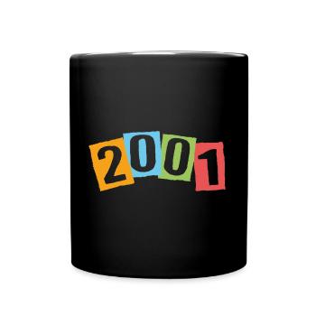 Geboren 2001 – Geburtstag mit großen bunten Zahlen - Tasse einfarbig - Schwarz - Vorne