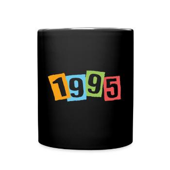 Born in 1995 – Birthday with big colorful numbers - Full Colour Mug - black - Front