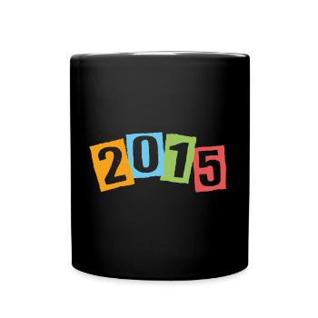 Born in 2015 – Birthday with big colorful numbers - Full Colour Mug - black - Front