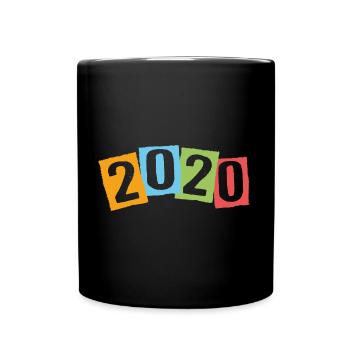 Born in 2020 – Birthday with big colorful numbers - Full Colour Mug - black - Front