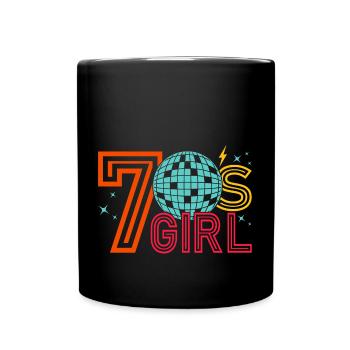 70er Jahre Mädchen 70s Girl Hippie - Tasse einfarbig - Schwarz - Vorne