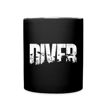 Typographie de la silhouette des oiseaux océaniques Diver - Mug uni - noir - Devant