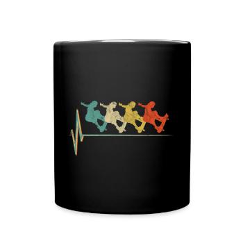 Skater Herzschlag Skateboard Longboard Halfpipe - Tasse einfarbig - Schwarz - Vorne