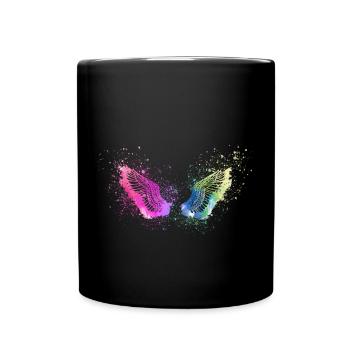 fishing wings,wings,watercolor,colorful,angel wings - Full Colour Mug - black - Front