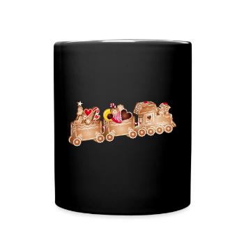 magical 3D gingerbread railway for Christmas - Full Colour Mug - black - Front