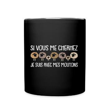 Wenn Ihr mich sucht ich bin bei meinen Schafen - Mug uni - noir - Devant