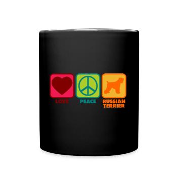 Maman terrier russe noir dit l’amour de la paix - Mug uni - noir - Devant