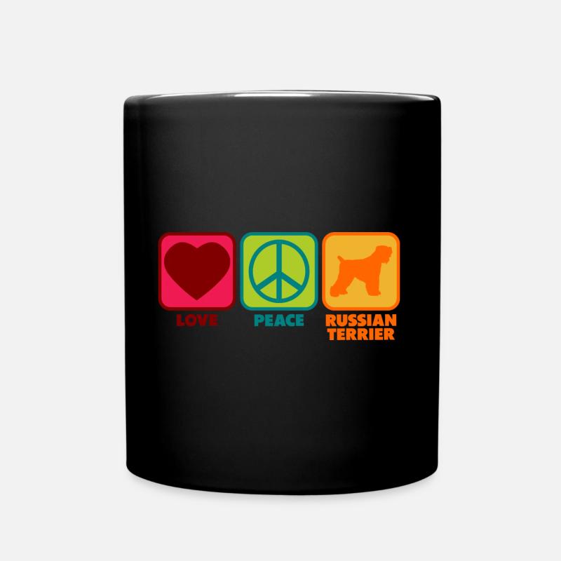 Black Russian Terrier Mom Sprüche Peace Love - Tasse einfarbig - Schwarz
