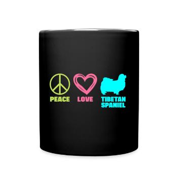 Tibetan Spaniel Mom Peace Love Sprüche Lustige - Tasse einfarbig - Schwarz - Vorne